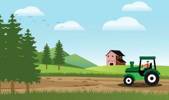 tractor farm illustration vector