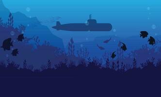 submarine under water vector