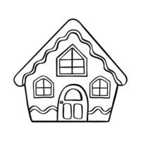 Christmas house doodle. Vector illustration on a white background