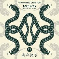 Happy Chinese new year 2025 Zodiac sign, year of the Snake vector