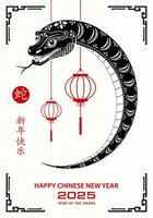 Happy Chinese new year 2025 Zodiac sign, year of the Snake vector