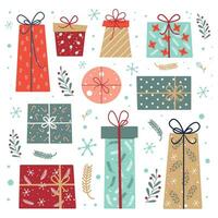 Set of New Year's gifts vector