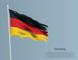 Ragged national flag of Germany. Wavy torn fabric on blue background vector
