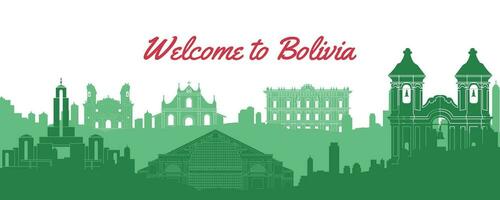 famous landmark of Bolivia,travel destination with silhouette classic design vector