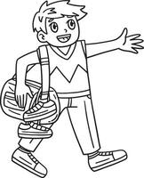 Cheerleader Boy with a Duffel Bag Isolated vector