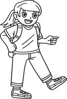 Camping Camper Girl Isolated Coloring Page vector