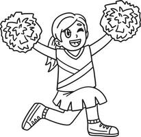 Girl Cheerleader Kneeling with Pompoms Isolated vector