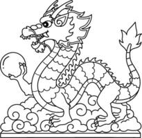 Year of the Dragon Statue Holding an Orb Isolated vector