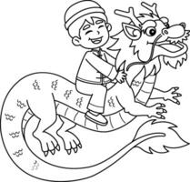 Year of the Dragon Boy Riding a Dragon Isolated vector