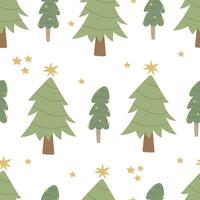 holiday seamless pattern with christmas tree. Colorful vector, flat style. hand drawing. design for fabric, print, wrapper vector