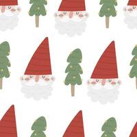 holiday Seamless pattern with cartoon gnomes, tree, decor elements. colorful vector for kids, flat style. hand drawing. Baby design for fabric, textile, print, wrapper.