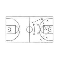 baloncesto estrategia pista, dibujo juego táctica vector