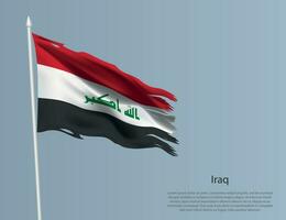 Ragged national flag of Iraq. Wavy torn fabric on blue background vector