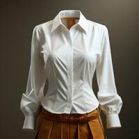 AI generated 3D model of women's hem shirt photo