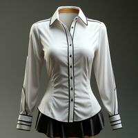 AI generated 3D model of women's hem shirt photo