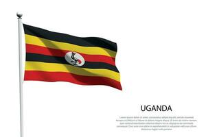 nacional bandera Uganda ondulación en blanco antecedentes vector