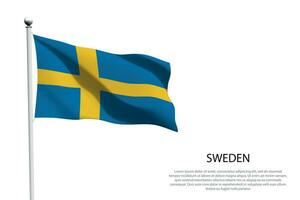 National flag Sweden waving on white background vector