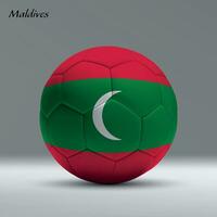 3d realistic soccer ball iwith flag of Maldives on studio background vector