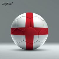 3d realistic soccer ball iwith flag of England on studio background vector