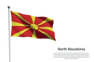 National flag North Macedonia waving on white background vector