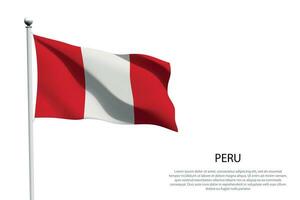 National flag Peru waving on white background vector