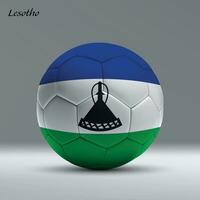 3d realistic soccer ball iwith flag of Lesotho on studio background vector