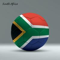 3d realistic soccer ball iwith flag of South Africa on studio background vector