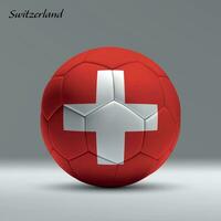 3d realistic soccer ball iwith flag of Switzerland on studio background vector