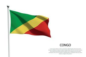 National flag Congo waving on white background vector