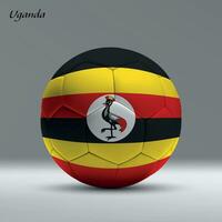 3d realistic soccer ball iwith flag of Uganda on studio background vector