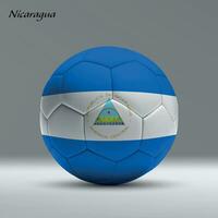 3d realistic soccer ball iwith flag of Nicaragua on studio background vector