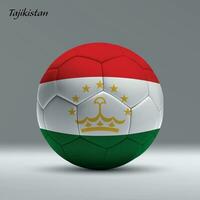 3d realistic soccer ball iwith flag of Tajikistan on studio background vector