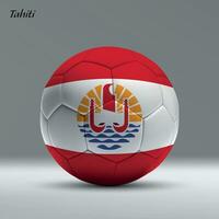 3d realistic soccer ball iwith flag of Tahiti on studio background vector