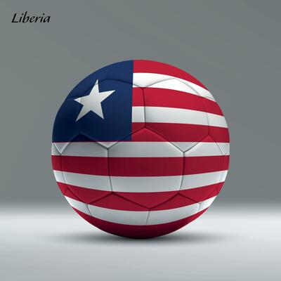 3d realistic soccer ball iwith flag of Liberia on studio background