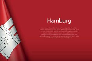 flag Hamburg, state of Germany, isolated on background with copyspace vector