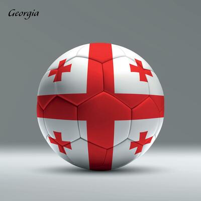 3d realistic soccer ball iwith flag of Georgia on studio background
