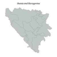 sencillo plano mapa de bosnia y herzegovina con fronteras vector