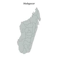 sencillo plano mapa de Madagascar con fronteras vector