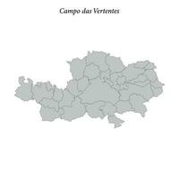 mapa de campo das vertentes es un mesorregión en minas gerais con fronteras municipios vector