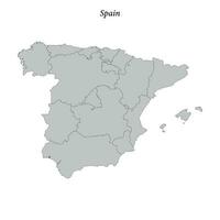 Simple flat Map of Spain with borders vector