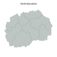 sencillo plano mapa de norte macedonia con fronteras vector