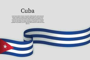 Ribbon flag of Cuba. Celebration background vector