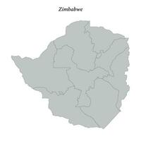 Simple flat Map of Zimbabwe with borders vector