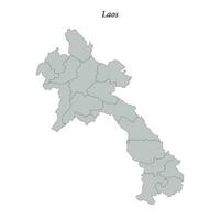 Simple flat Map of Laos with borders vector