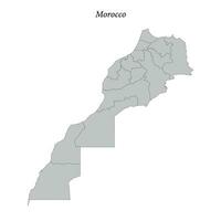 sencillo plano mapa de Marruecos con fronteras vector