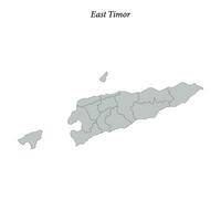 Simple flat Map of East Timor with borders vector