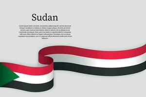 Ribbon flag of Sudan. Celebration background vector