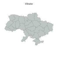 Simple flat Map of Ukraine with borders vector