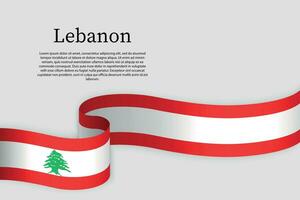 Ribbon flag of Lebanon. Celebration background vector