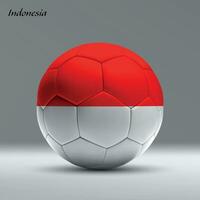 3d realista fútbol pelota yo con bandera de Indonesia en estudio antecedentes vector